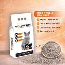 Wondersand 20 Lt Beyaz Bentonit Ince Tane Kokusuz Süper Topaklanan Premium Kedi Kumu