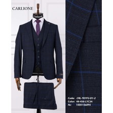 Fabio Cassel Slim Fit  Mono Yaka Çift Yırtmaçlı Astarlı Takım Elbise Yelekli