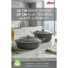 Fithome 24 cm Derin & 28 cm Pilav Karnıyarık Granit Döküm Tencere Seti Fırına Uygun Dayanıklı