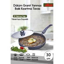 Fithome 30 cm Granit Döküm Yanmaz Yapışmaz Balık Kızartma Tavası