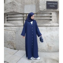 Modaco Düğmeli Ferace Detaylı ve Yırtmaçlı