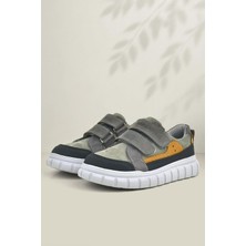 Xo Kids Rakerplus Hakiki Deri Gri Cırtlı Çocuk Günlük Spor Okul Ayakkabı