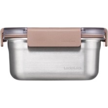 Feyza Design Paslanmaz Çelik Fırın ve Saklama Kabı Kare 700ML Kahverengi