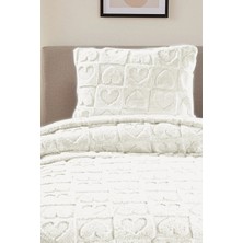 Noctiluca Amora Kalp Desen Wellsoft Tek Kişilik Battaniye 180X230 + Yastık Kılıfı Yumuşak Yatak Örtüsü