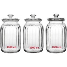 Feyza Design Viva Cam Kavanoz Seti 1500 Cc, 3'lü, Şık ve Dayanıklı Saklama Çözümü