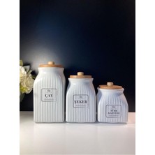 Feyza Design 3'lü Bambu Vakumlu Porselen Saklama Takımı, 1000ML, 750ML, 500ML