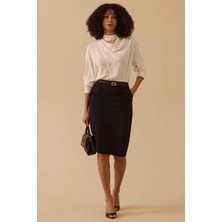 Seçil Kadın Degaje Yaka Pencere Detaylı Bluz 0005 Ekru