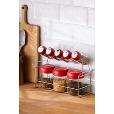 Feyza Design Şık 8'li Cam Baharatlık Seti, Pratik ve Estetik Mutfak Aksesuarı