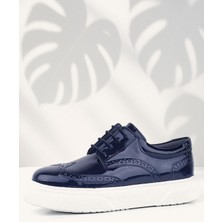 Xo Kids Rakerplus Lacivert Rugan Beyaz Taban Oxford Çocuk Klasik Ayakkabı