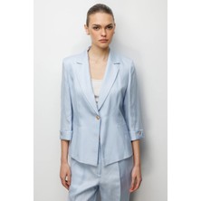 Ekol Kadın Fleto Cepli Duble Kol Ceket 1024 Mavi