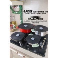 Feyza Design 4'lü Silikon Tencere Tava Kapağı Seti, Güçlü Vakum, Hızlı Pişirme