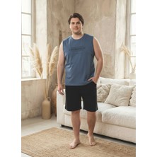 Seboteks %100 Pamuklu Kolsuz Cepli Büyük Beden Erkek Şortlu Pijama Takımı 2012