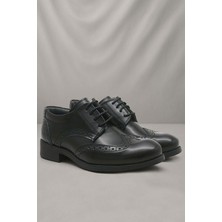 Xo Kids Rakerplus Titan Hakiki Deri Siyah Rugan Klasik Erkek Çocuk Ayakkabı