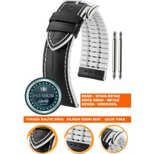  20mm-22mm-24mm saatlerle uyumlu soft silikon deri saat kordonu kayışı ls35-kroko-beyaz