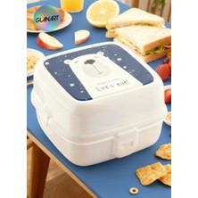 Glanart Çocuklar Için 4 Bölmeli Beslenme Kutusu, Beslenme Kabı Beyaz