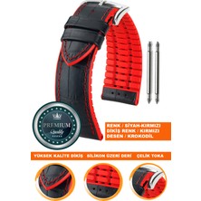  20mm-22mm-24mm saatlerle uyumlu soft silikon deri saat kordonu kayışı ls35-kroko-kırmızı