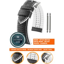  20mm-22mm-24mm saatlerle uyumlu soft silikon deri saat kordonu kayışı ls35-karbon-beyaz