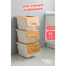 Feyza Design Bambu Renkli Tekerlekli Sebzelik ve Oyuncak Kutusu - 36LT