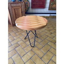 Ahşabın Ruhu Ahşap Oyma Ferforje Ayak Yuvarlak Sehpa