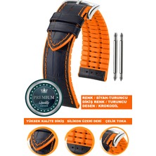  20mm-22mm-24mm saatlerle uyumlu soft silikon deri saat kordonu kayışı ls35-kroko-turuncu