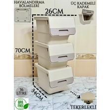 Feyza Design 3'lü Bej Kahve Patateslik ve Çok Amaçlı 36LT Sepet Seti