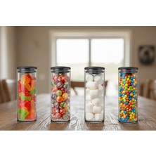 Feyza Design Vakumlu 1230 cc Cam Kavanoz Seti, Erzak Saklama Kabı, 4'lü Paket