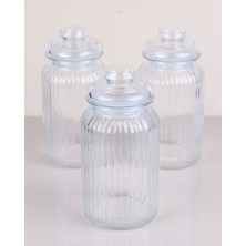 Feyza Design Şeffaf Cam Kavanoz Seti, Baharatlık ve Saklama Kapları, Vakumlu Kapaklı