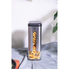 Feyza Design 1210 ml Paslanmaz Çelik Cam Saklama Kabı, Dayanıklı ve Şık Tasarım