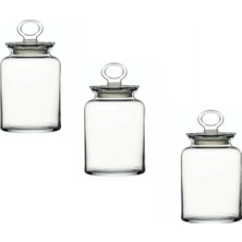 Feyza Design Pratik ve Şık 3'lü Cam Kavanoz Seti, Kapaklı, Vakumlu, Geniş Hacim