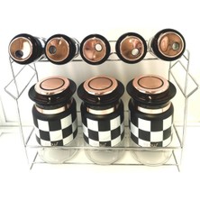 Feyza Design Damalı 8'li Baharat Takımı, Şık ve Kullanışlı Baharat Seti