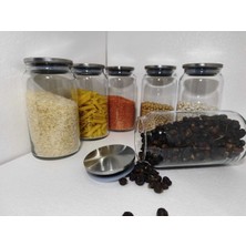 Feyza Design 6'lı Vakumlu Metal Kapaklı Cam Saklama Kavanozu, 1130 ml