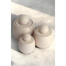 Feyza Design Modern 3'lü Beton Kavanoz Seti, Tuzluk, Biberlik, Şekerlik, Çay ve Kahve