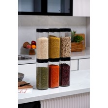 Feyza Design 6'lı Cam Kare Kavanoz Seti, Mutfak Saklama ve Düzenleme Çözümü