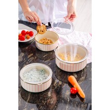 Feyza Design Üçlü Emaye Saklama Kabı Seti, 14/16/18 Cm, Şık ve Kullanışlı Tasarım