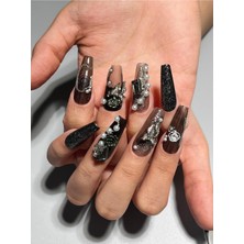 Özgürce 230001 M Siyah Inci Gül Taş Protez Jel Tırnak ve Aksesuarlar