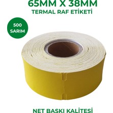 RULORULO 65X38 Sarı Renk Termal Karton Raf Etiketi 500 Sarımlık Çentikli 1 Adet
