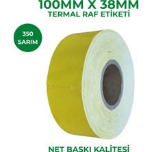 RULORULO 100X38 Sarı Renk Termal Karton Raf Etiketi 350 Sarımlık Çentikli 1 Adet