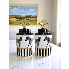 Feyza Design Şık Seramik Baharatlık Seti, Siyah ve Gold Detaylı, Dekoratif Tasarım