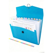 Glanart Lastikli A4 Boy 13 Bölmeli Körüklü Dosya Fihrist Ayraçlı Mavi 1 Adet