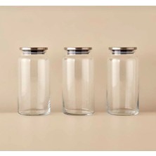 Feyza Design 3 Adet 1300 ml Metal Kapaklı Vakumlu Saklama Kabı Seti