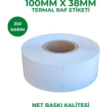 RULORULO 100X38 Termal Karton Raf Etiketi 350 Sarım Çentikli 1 Adet