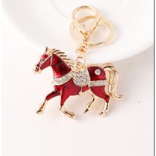 Es Dekor 【kırmızı】1 Adet Rhinestone At Anahtarlık | 2026 Çin Burç Hayvanlı