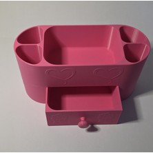 Kalp ve Gül Desenli 3D Pla Baskı Modern Tasarımlı Çekmeceli Makyaj Organizeri