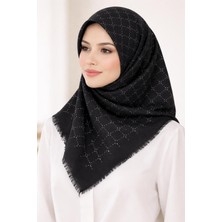 Sinem Emprime Koton Eşarp -  Siyah / BEYAZ-6291-02