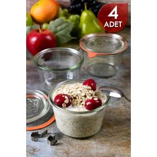 Feyza Design Şeffaf 370 ml Cam Saklama Kavanoz Seti (4'lü) Sağlıklı ve Kullanışlı