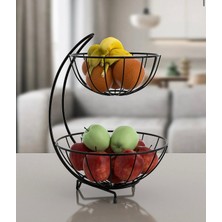 Feyza Design Çift Katlı Siyah Meyvelik, Şık ve Pratik Saklama Çözümü