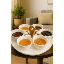 Feyza Design Set Halinde Şık Porselen Tabak ve Sosluk, Kahvaltı ve Servis Için Ideal