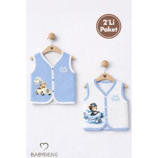 Babyden's 2’li Erkek Bebek Yelek Pamuklu Jakarlı Çıtçıtlı Bebek Yeleği Ayıcık Baskılı Bebek Yelek Seti 0-9 Ay
