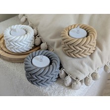 3D Snaxx Hasır Örgü Tasarımlı Dekoratif Mumluk – LED Tealight Uyumlu, Şık ve Dayanıklı