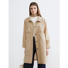 LC Waikiki Lcw Modest Bej Gömlek Yaka Kadın Yağmurluk